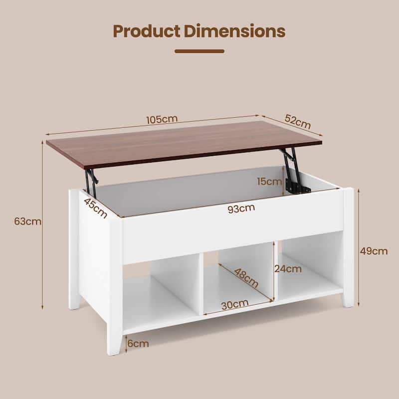 Costway Lift Top Coffee Table w/ Hidden Compartment and Storage