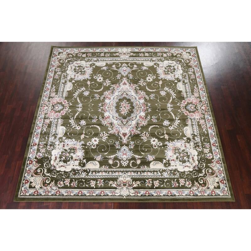Green Floral Medallion Transitional Turkish Rug Oriental Carpet