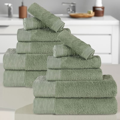 Superior Sierra Rayon From Bamboo Cotton Blend 12 Piece Bathroom Towel Set