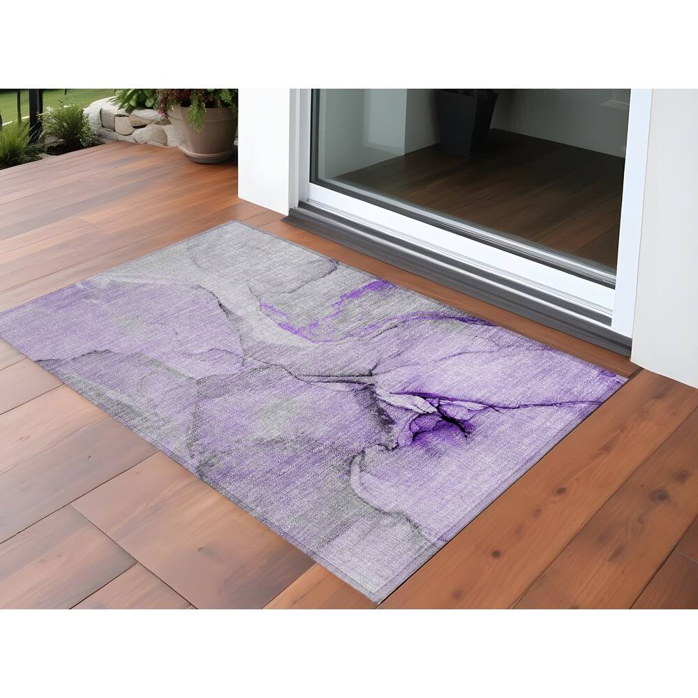 Allu Unique Abstract Weather Resistant Blended Style Outdoor Rug