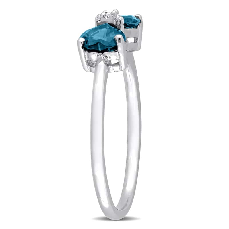 Miadora 1ct TGW London Blue Topaz and Diamond Accent Ring in 10k White Gold