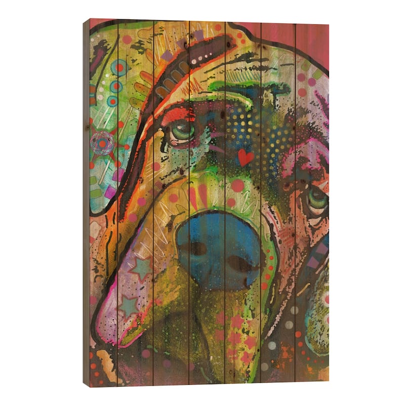 Mastiff Print On Wood by Dean Russo - Multi-Color - 40x26x1.5