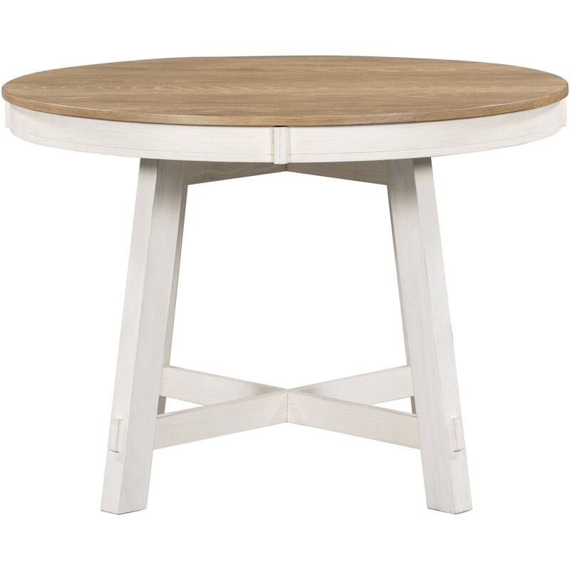 5-Piece Dining Set with Round Extendable Dining Table and Chairs