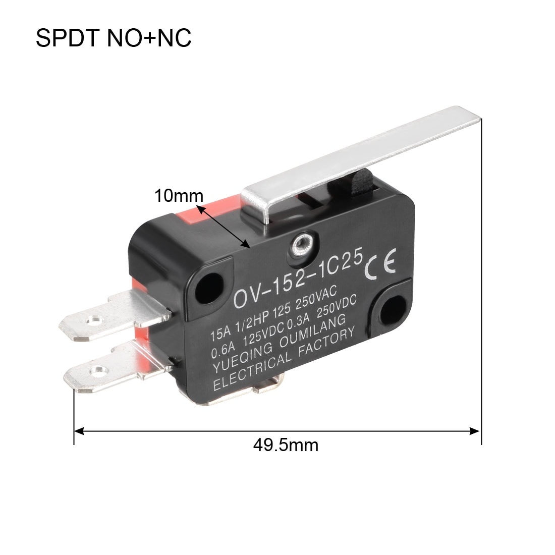 3 Pins 1NO 1NC 1COM Mini Micro Switch Short Straight Hinge Lever AC 125V 5A SPDT 30Pcs YXQ