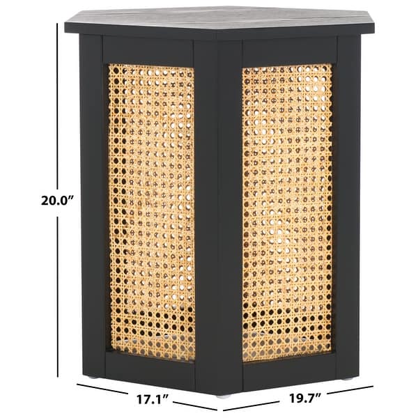 dimension image slide 1 of 4, SAFAVIEH Danez Hexagon Cane Accent Table (Fully Assembled) - 20Wx17Dx20H