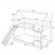 preview thumbnail 28 of 26, Twin House Bunk Bed with Slide, Ladder, Guardrails, Metal Frame, Black