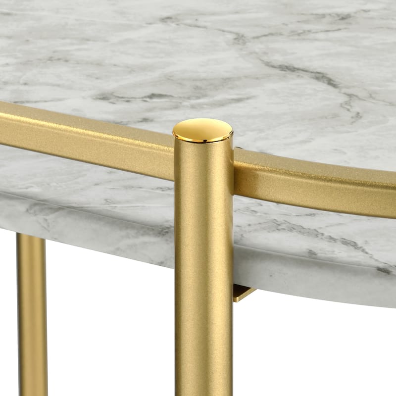 Desiree 2-tier Faux Marble Shelf Metal Bar Cart