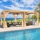 preview thumbnail 38 of 188, EROMMY Outdoor Louvered Pergola Gazebo with Adjustable Aluminum Rainproof Roof 12'x20' - Wood