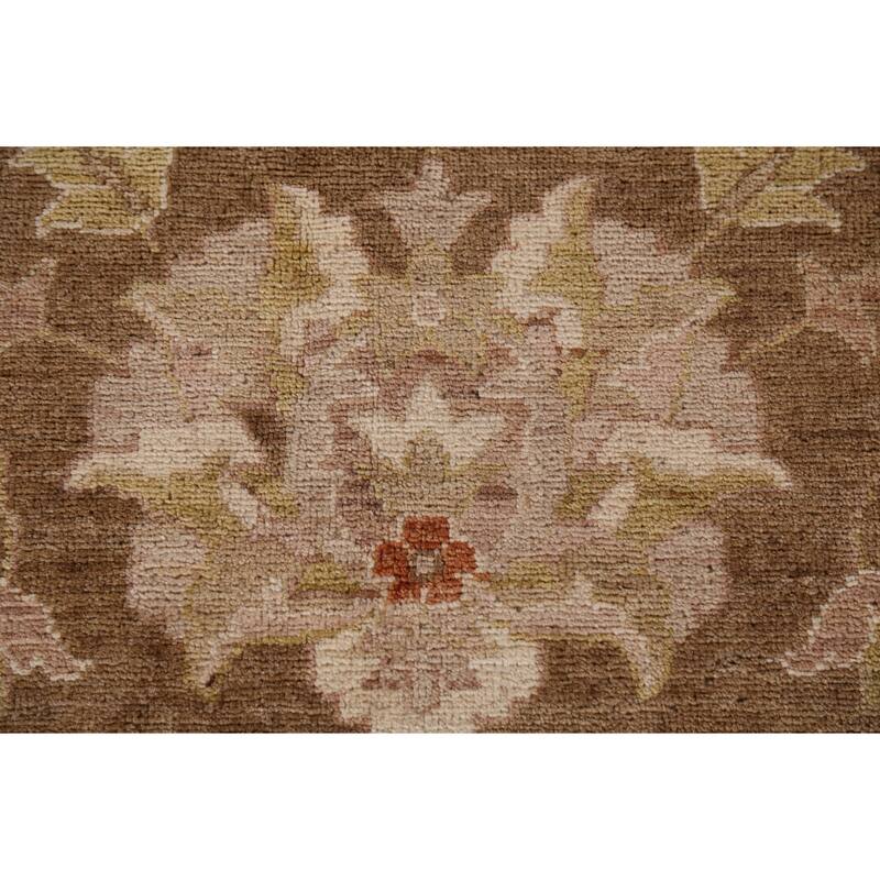 Vegetable Dye Brown Peshawar Oriental Area Rug Handmade Wool Carpet - 9'0"x 11'10"