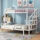 preview thumbnail 7 of 9, Twin over Full Size Metal Bunk Bed with Storage Staircase and Open Wardrobe White