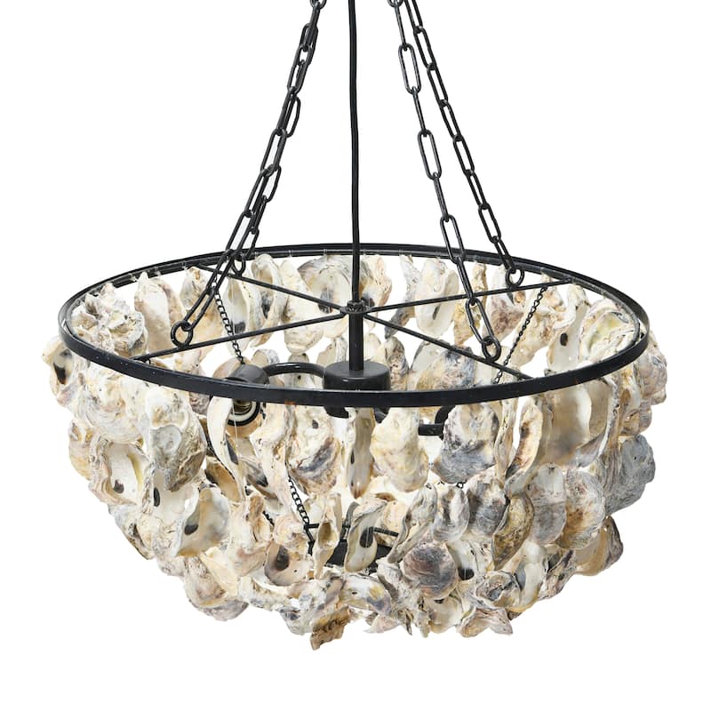Metal and Draped Oyster Shell Chandelier