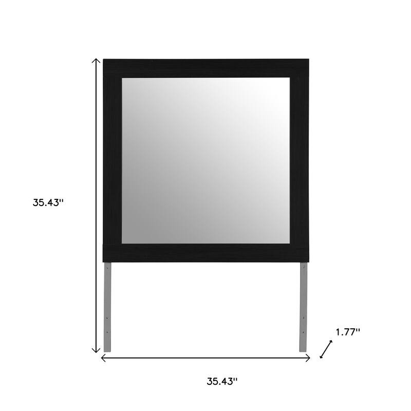 HomeRoots 35" Black Wood Square Mounted Framed Dresser Mirror - 35.43 in. x 35.43 in. x 1.77 in.
