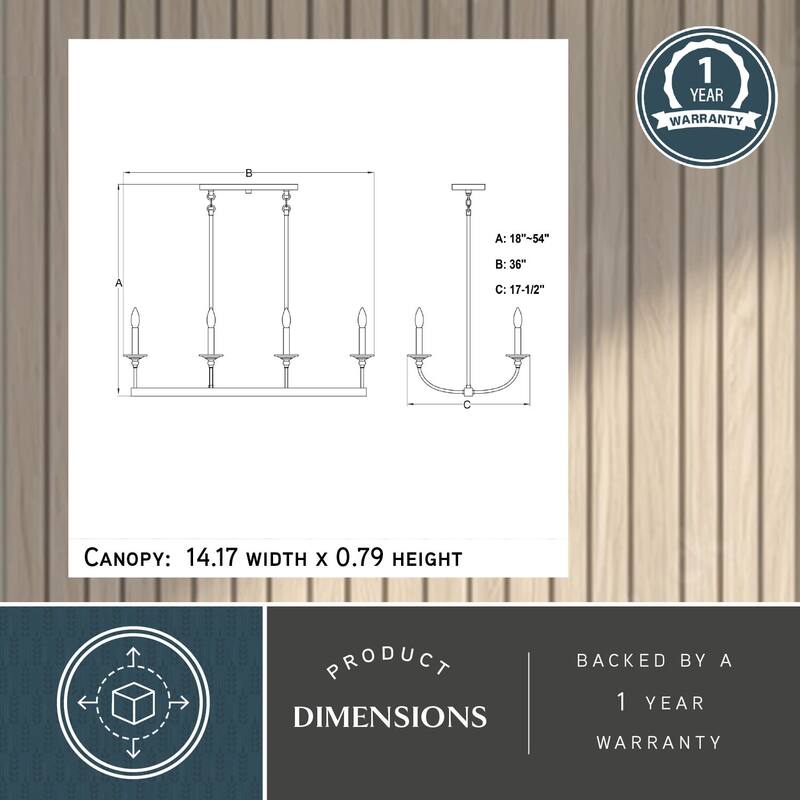 Vaxcel Lighting H0315 Durham 8 Light 36" Wide Taper Candle Style