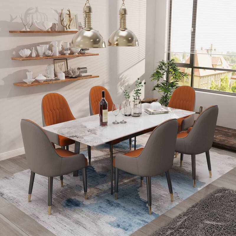 Sintered Stone and Iron Expandable Large Dining Table