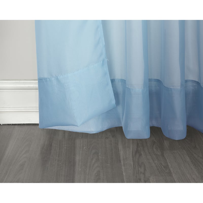 No. 918 Emily Voile Sheer Rod Pocket Curtain Panel, Single Panel - 59x95 - Dusty Blue