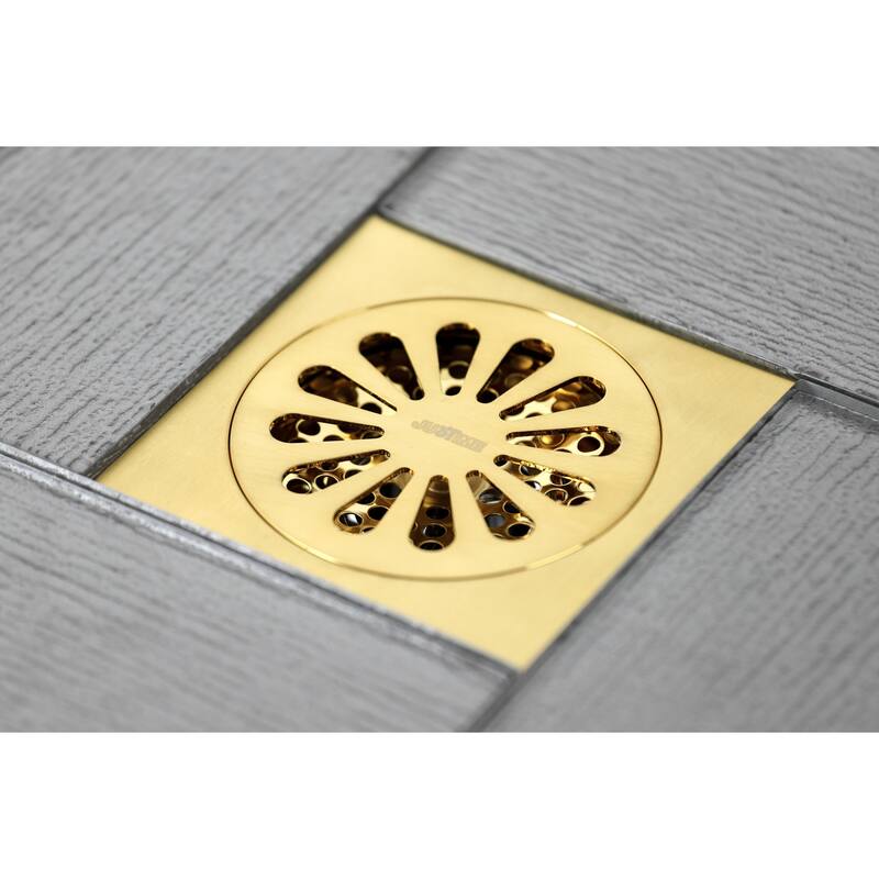 Kingston Brass Watercourse Sunburst 4" Square Grid Shower Drain