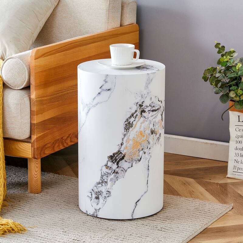 Modern Coffee Table Stylish Coffee Table Cylindrical Coffee Table with Pattern Design, for Living Room