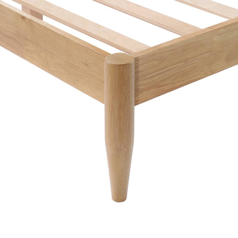 Wood Bed Frame with Upholstered Headboard Queen Size Platform with Slat Support Mattress Foundation No Box Spring Needed,Ivory