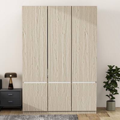 Wardrobe Closet 6 Doors Closet Organizers and Storage Wooden Wardrobe Storage for Bedroom, Laundry Room