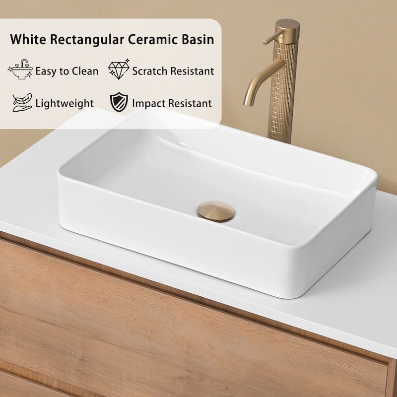 Sylphar 36 inch Toffee Oak Floating Bathroom Vanity with White Quartz Top