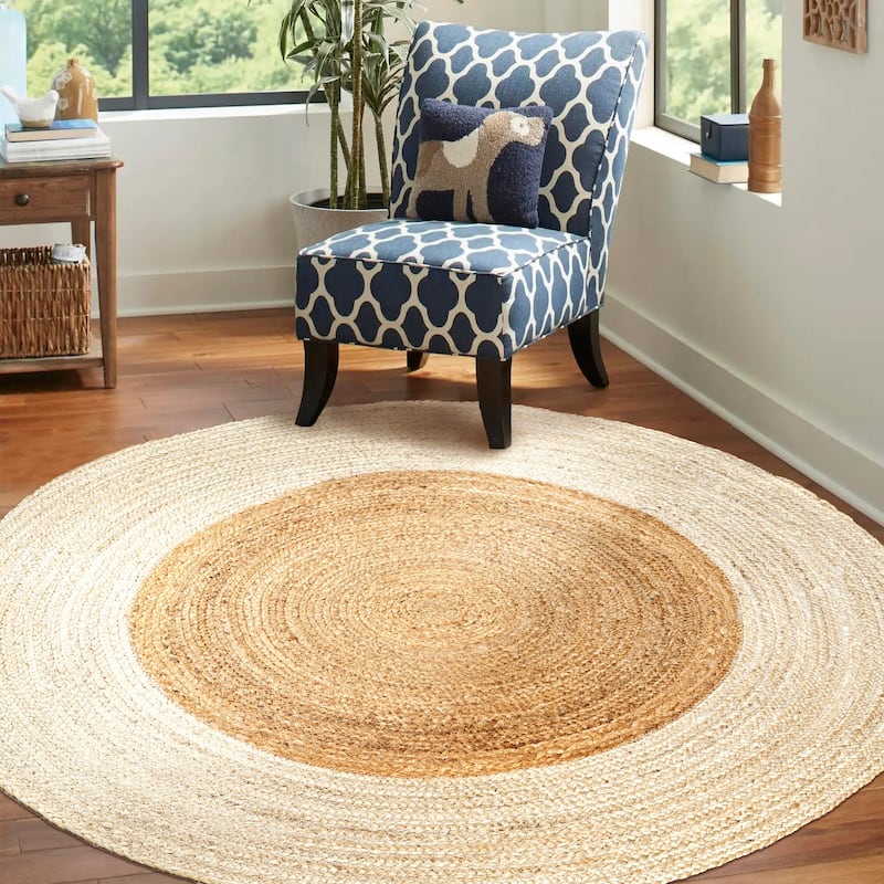 JONATHAN Y Sumak Two-Tone Jute Hippy Circle Area Rug