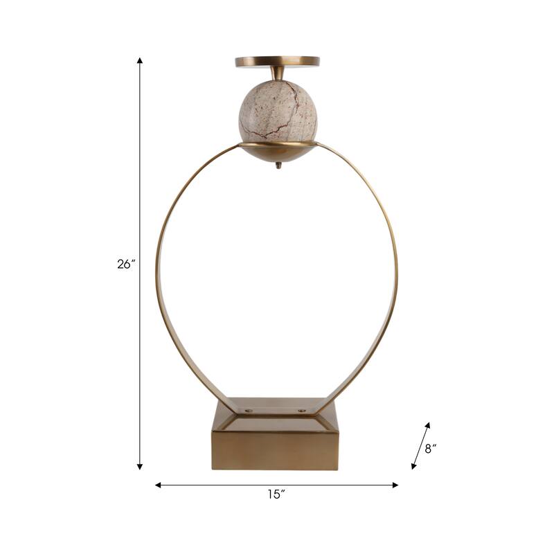 Candle Holder - Metal with Marble Sphere