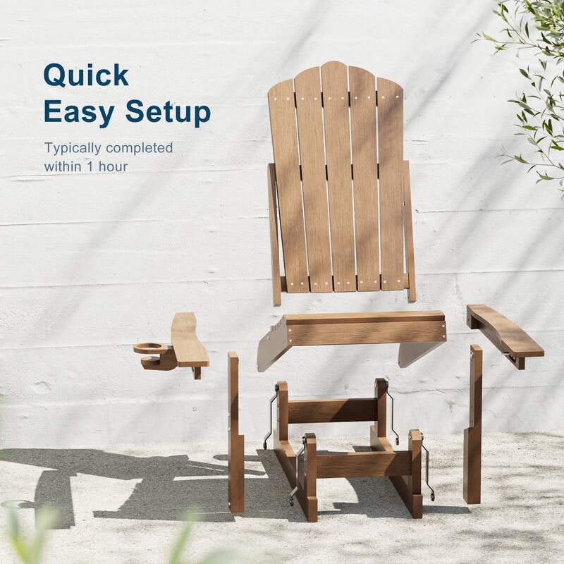 Glider Adirondack Patio Chair, 3-Position Adjust Smooth Motion Chair