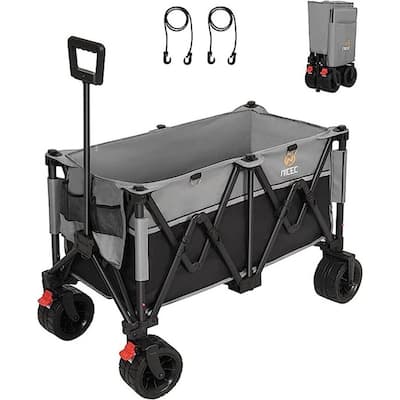 Collapsible Folding Wagon, Outdoor Utility Wagon, Garden Cart, Heavy Duty for 440LBS, Big Wheel for Sand, All-Terrain Wheels