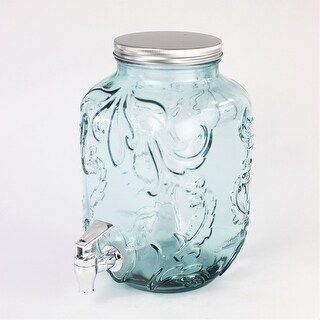 Euro Ceramica Essential Bara Recycled Glass Mason Jar Beverage Dispenser