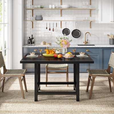 Rustic suqare dining kitchen room table for 4 ，dinner table for small space