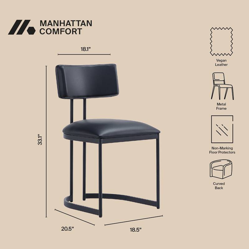 Manhattan Comfort Juno Metal Vegan Leather Side Chair