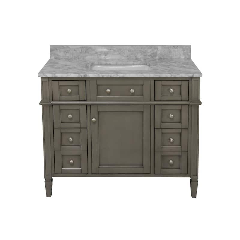 KitchenBathCollection Hailey 42" Bathroom Vanity with Carrara Marble Top