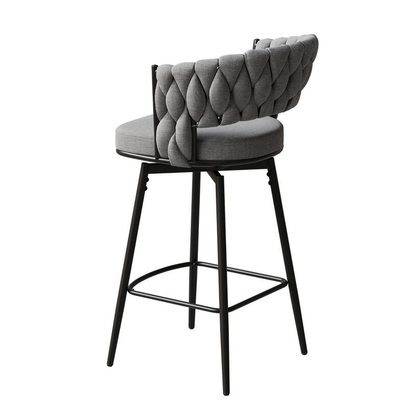 Modern Luxury 360°Swivel Bar Chairs Set of 2, with Cushioned Seat Backrest and Metal Legs