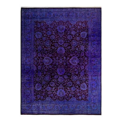 Overton Hand Knotted Wool Vintage Inspired Modern Contemporary Overdyed Purple Area Rug - 9' 2" x 12' 3"