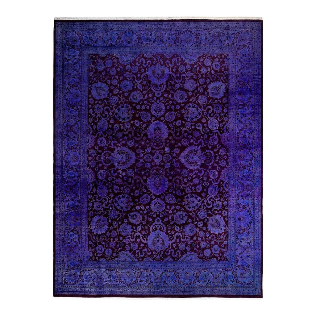 Overton Hand Knotted Wool Vintage Inspired Modern Contemporary Overdyed Purple Area Rug - 9' 2" x 12' 3"