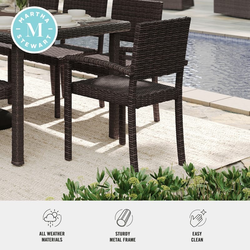 Martha Stewart 2PK Outdoor Rattan Wicker Stackable Dining Armchairs - 21"W x 22.5"D x 33.5"H