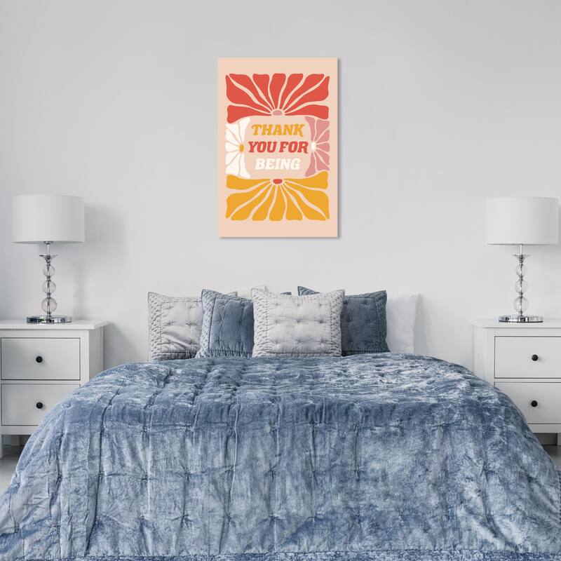 Wynwood Studio Canvas Typography and Quotes Thank You for Being Orange and Dark Orange Bohemian & Eclectic Wall Art Canvas Print - 24 x 36