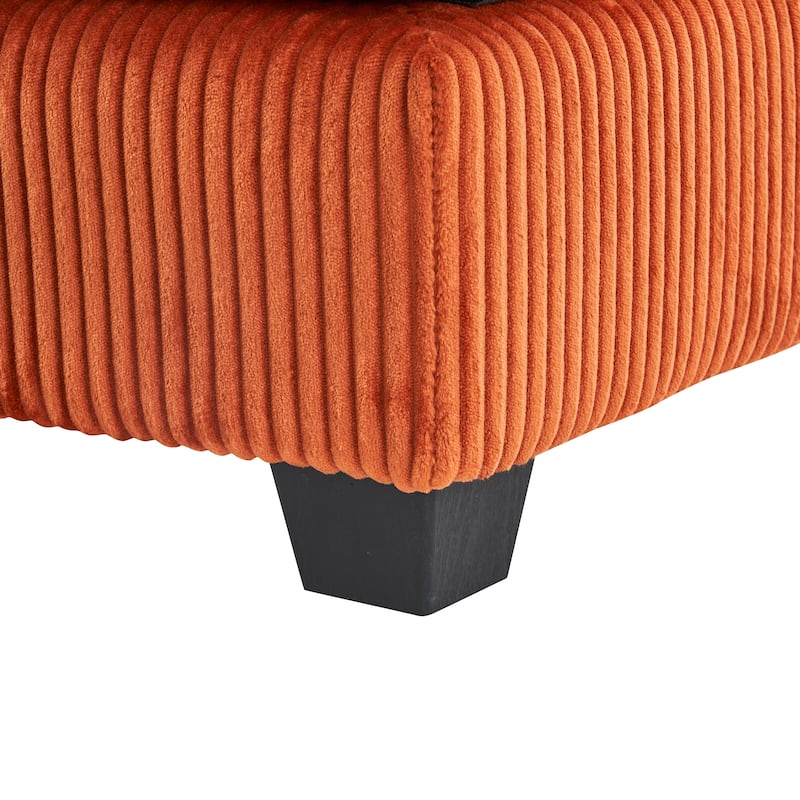 56.3 Inch Corduroy Single Deep Seat Sofa Chair With 2 Toss Pillows and a Ottoman