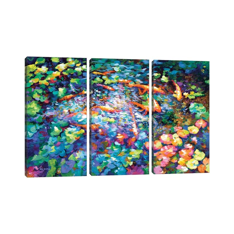 iCanvas "Koi Fish And Water Lilies II" by Leon Devenice 3-Piece Wall Art Set