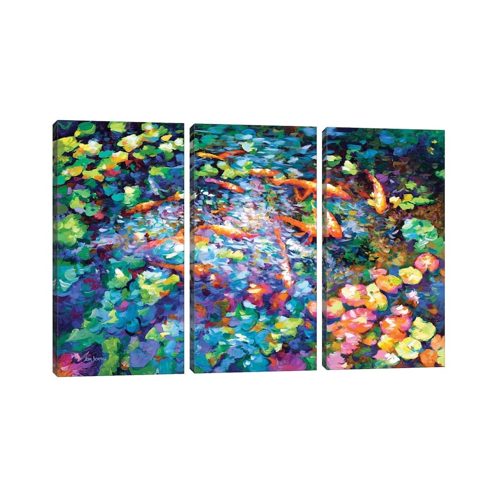 iCanvas "Koi Fish And Water Lilies II" by Leon Devenice 3-Piece Wall Art Set