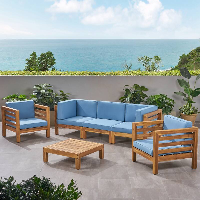 Oana Outdoor 5-seat Acacia Sofa and Club Chair Chat Set by Christopher Knight Home
