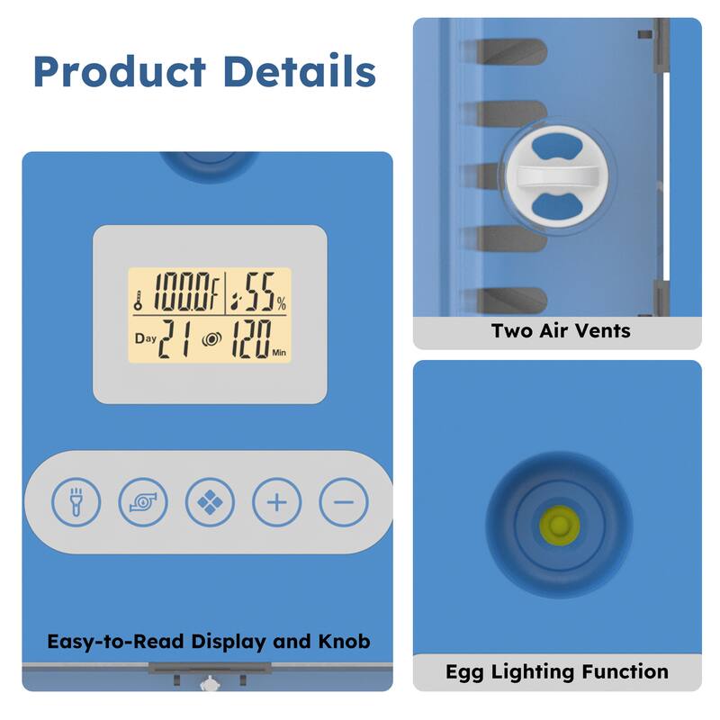 70 Egg Incubator with Automatic Turning and Humidity Control