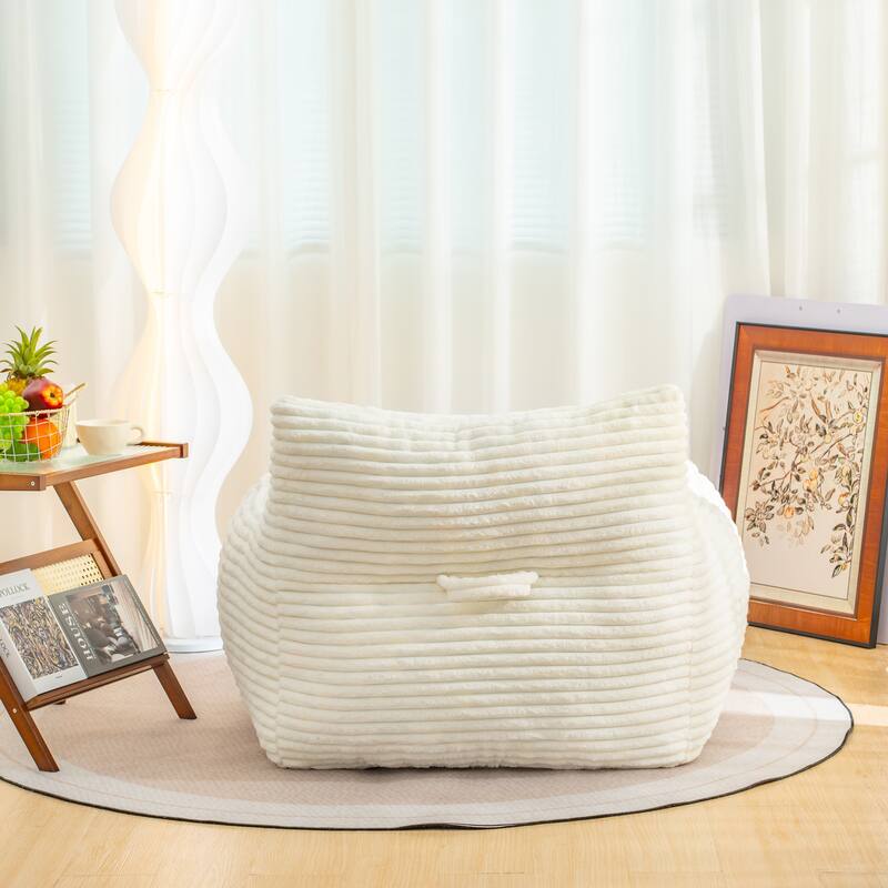 Corduroy Fabric Bean Bag Chair, Lounge Lazy Floor Sofa Chair with High-Resilience Shredded Foam, Supportive Armrests