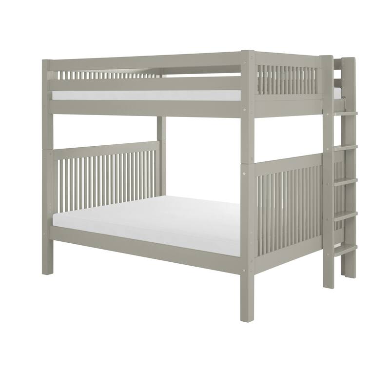 Full Over Full Bunk Beds Grey Solid Wood Space Saving Beds Twin Size