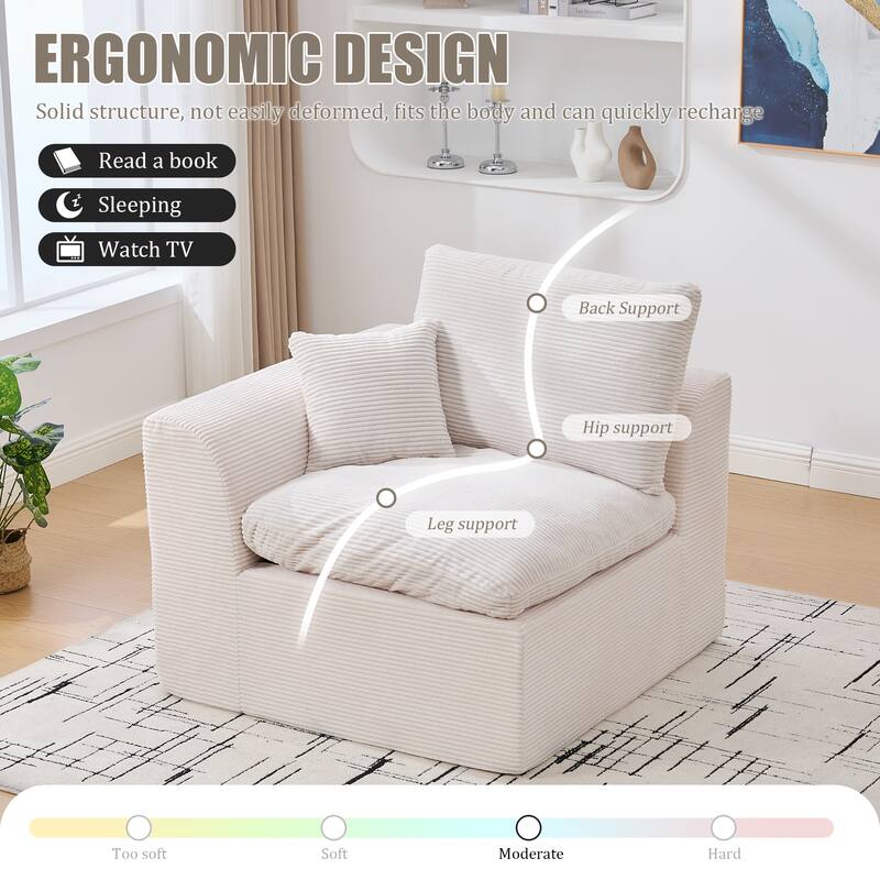 HOMEFUN Corduroy Upholstered Modular 2 Seater Cushion Covers Removable Loveseats Sofa for Living Room Bedroom