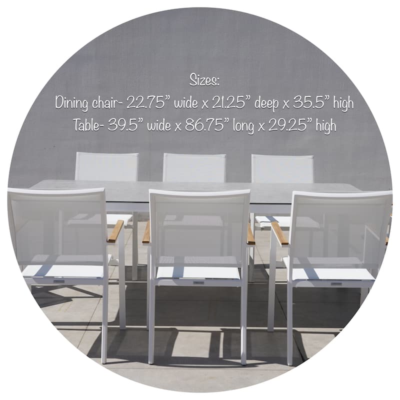 Amanti White 7-Piece Aluminum Outdoor Dining Set with Sling Set in White - N/A