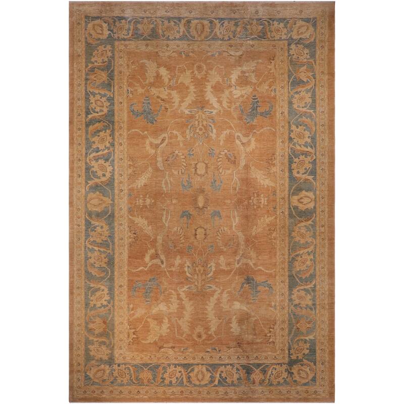 Classic Ziegler Nannette Rust Teal Blue Hand-Knotted Wool Rug - 13'0'' x 19'5''