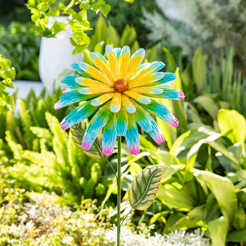 Glitzhome 41"H Garden Metal Flower Yardstake