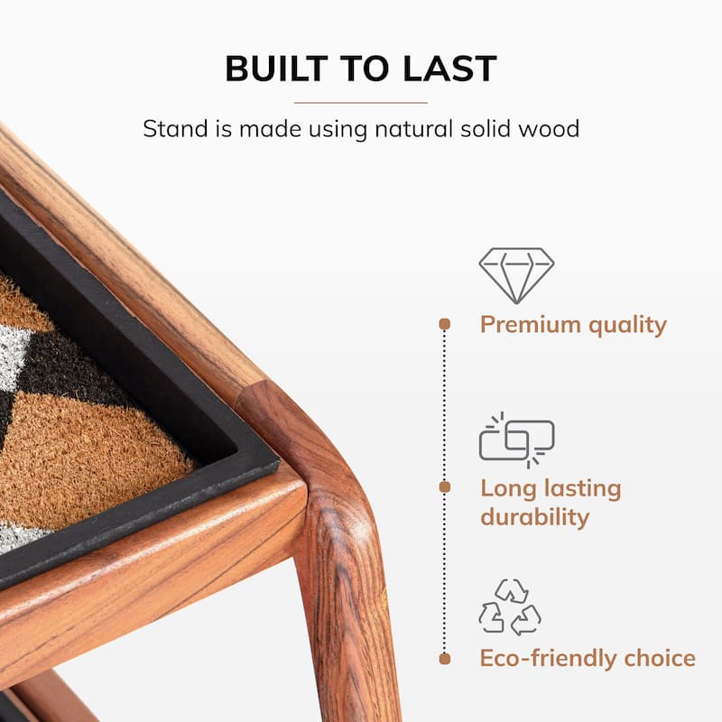 Jani Double-Tier Natural Stand 2-Pair Rubber Boot Trays