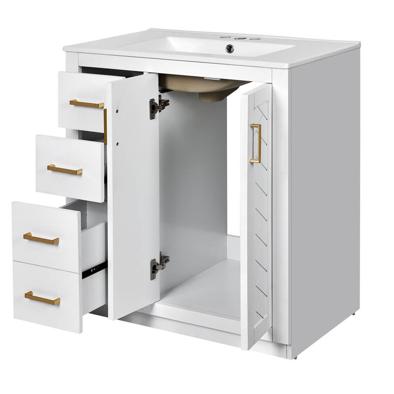 30" Bathroom Vanity with Ceramic Sink